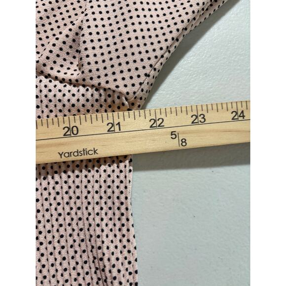 Adrianna Papell Women Large Pink Polka Dot Ruffle Hem Long Sleeve Top Blouse - Picture 6 of 11